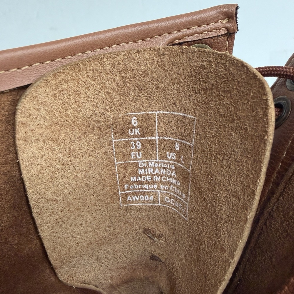 VTG Doc Martens Miranda Combat Boots Womens 8/8.5 Brown Chunky lug sole Lace-Up - Picture 14 of 16